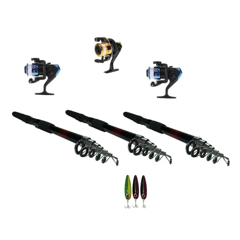 3x Combos Cana Pescar 210mts Cuchara - Electroshopy