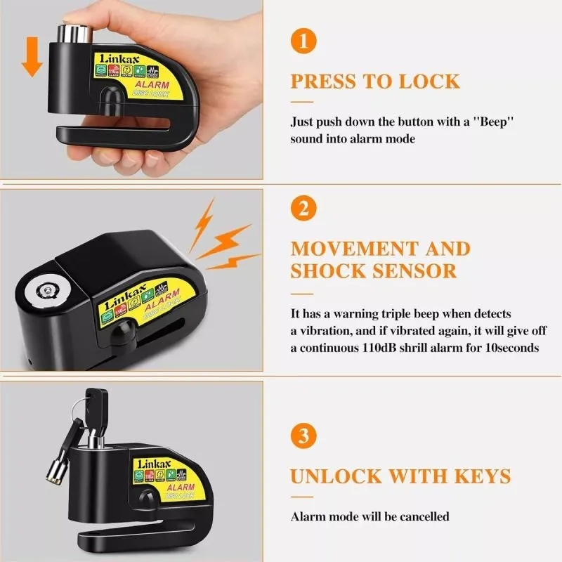 Candadoalarma Freno Disco Seguridad Par - Electroshopy - Vista 3