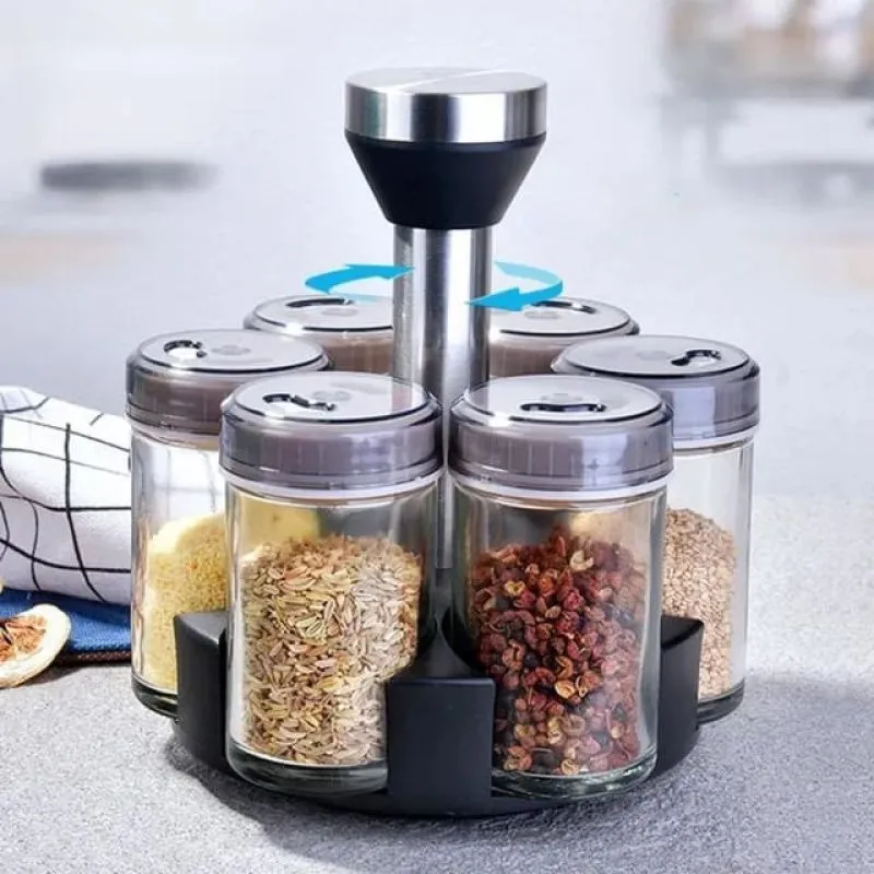 Condimentero Giratorio 6 Frascos Vidri - Electroshopy