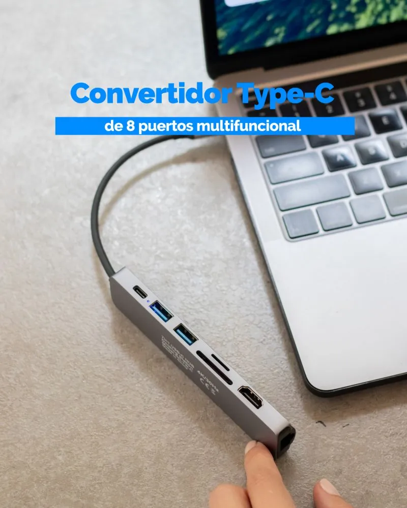 Convertidor Typec De 8 Puertos - Electroshopy