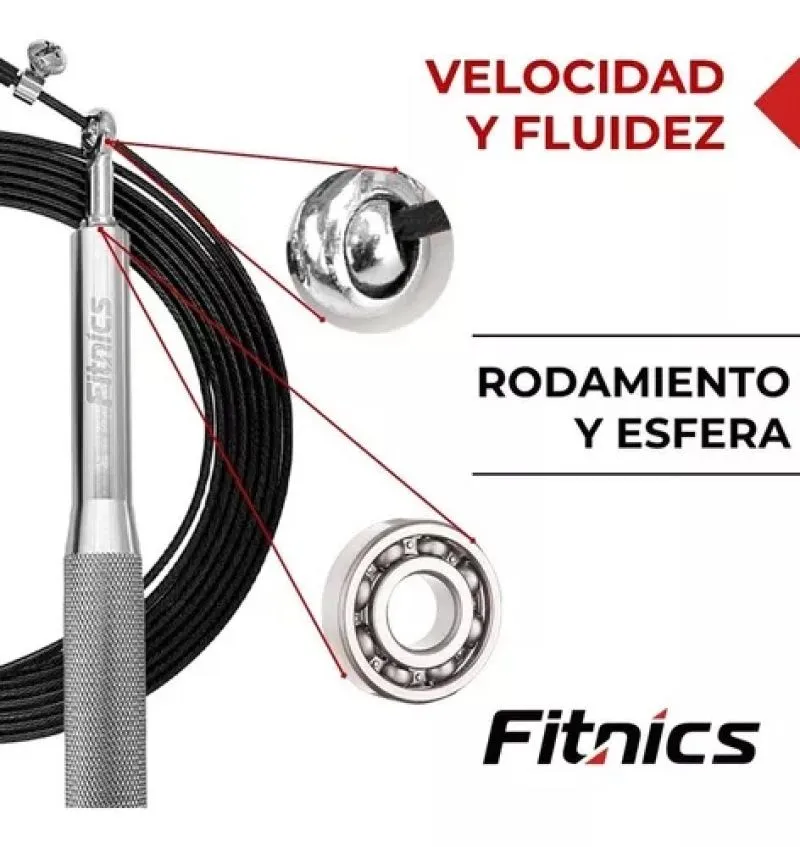 Cuerda De Velocidad Fitness 3m Platead - Electroshopy