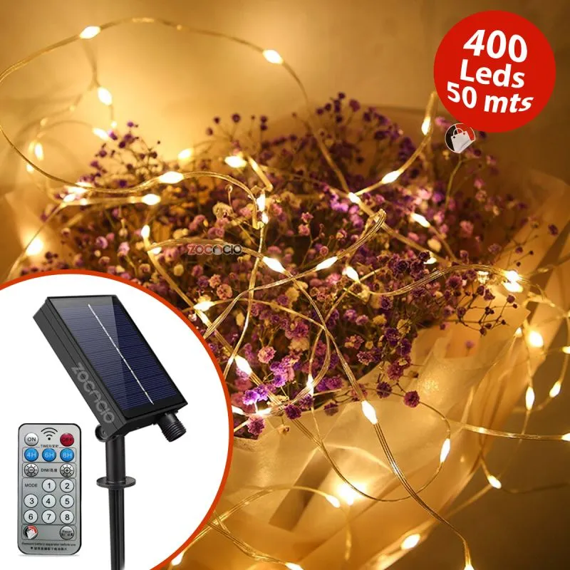Guirnalda Con Control Panel Solar 50mt - Electroshopy