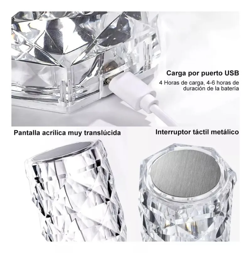 Lampara De Mesa De Cristal Colores Tacti - Electroshopy - Vista 3