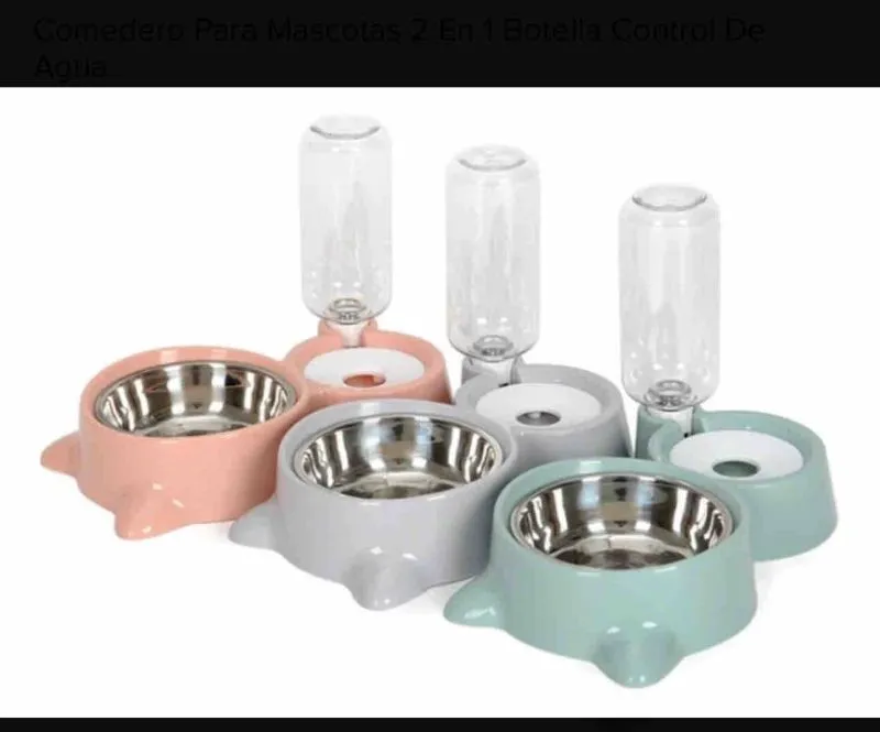 Plato Para Mascotas Con Dispensador Agua - Electroshopy - Vista 2